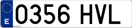 Ejemplo de matrícula de coche ordinaria 0356 HVL