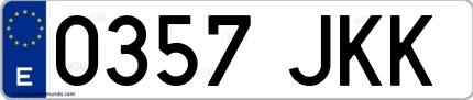 Ejemplo de matrícula española 0357 JKK