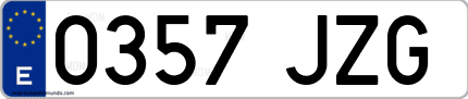 Ejemplo de matrícula de coche ordinaria 0357 JZG