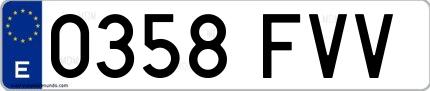 Ejemplo de matrícula española 0358 FVV