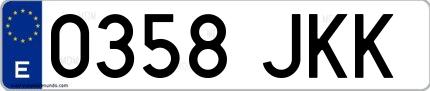 Ejemplo de matrícula española 0358 JKK
