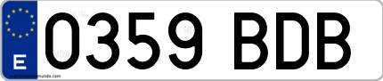 Ejemplo de matrícula de coche ordinaria 0359 BDB