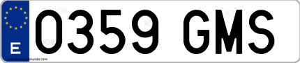 Ejemplo de matrícula de coche ordinaria 0359 GMS