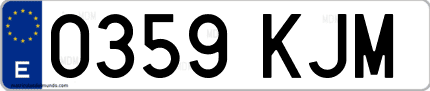 Ejemplo de matrícula de coche ordinaria 0359 KJM