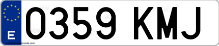 Ejemplo de matrícula de coche ordinaria 0359 KMJ