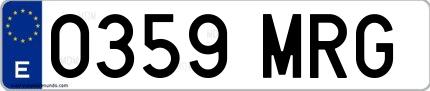 Ejemplo de matrícula española 0359 MRG