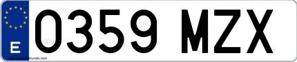 Ejemplo de matrícula española 0359 MZX