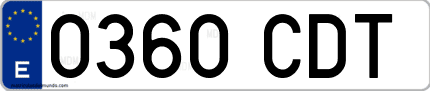 Ejemplo de matrícula de coche ordinaria 0360 CDT