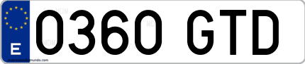 Ejemplo de matrícula de coche ordinaria 0360 GTD