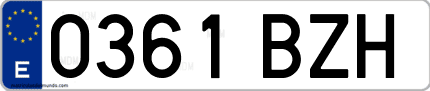 Ejemplo de matrícula de coche ordinaria 0361 BZH