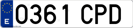 Ejemplo de matrícula de coche ordinaria 0361 CPD