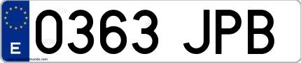 Ejemplo de matrícula española 0363 JPB