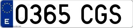 Ejemplo de matrícula española 0365 CGS