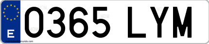 Ejemplo de matrícula de coche ordinaria 0365 LYM