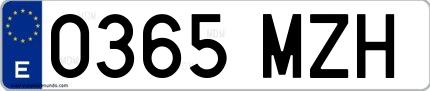Ejemplo de matrícula española 0365 MZH