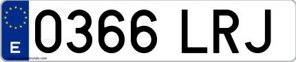 Ejemplo de matrícula española 0366 LRJ