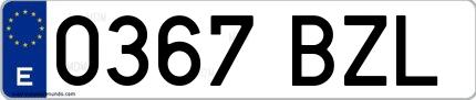 Ejemplo de matrícula española 0367 BZL