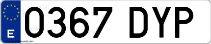 Ejemplo de matrícula española 0367 DYP