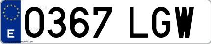 Ejemplo de matrícula española 0367 LGW