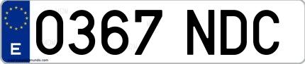 Ejemplo de matrícula española 0367 NDC