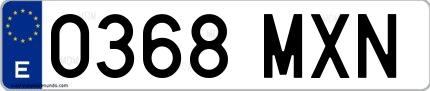 Ejemplo de matrícula española 0368 MXN