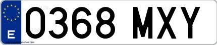 Ejemplo de matrícula española 0368 MXY