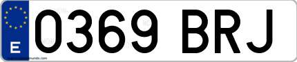 Ejemplo de matrícula de coche ordinaria 0369 BRJ