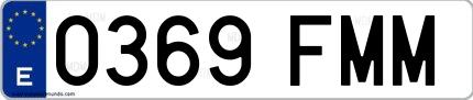 Ejemplo de matrícula española 0369 FMM