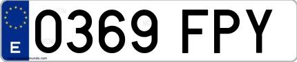 Ejemplo de matrícula española 0369 FPY
