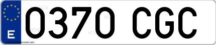 Ejemplo de matrícula española 0370 CGC