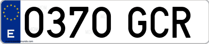 Ejemplo de matrícula de coche ordinaria 0370 GCR