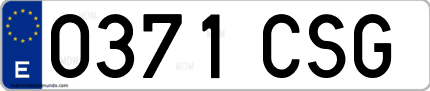 Ejemplo de matrícula de coche ordinaria 0371 CSG