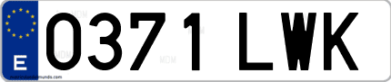 Ejemplo de matrícula de coche ordinaria 0371 LWK