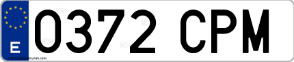 Ejemplo de matrícula de coche ordinaria 0372 CPM