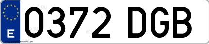 Ejemplo de matrícula española 0372 DGB