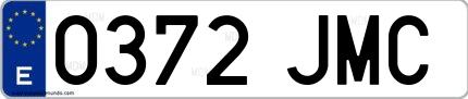 Ejemplo de matrícula española 0372 JMC