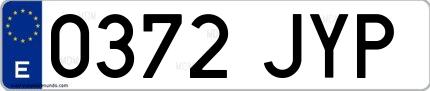 Ejemplo de matrícula española 0372 JYP
