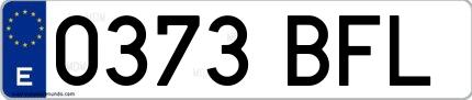 Ejemplo de matrícula española 0373 BFL