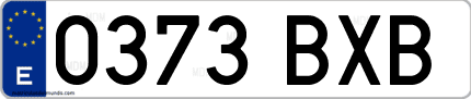 Ejemplo de matrícula de coche ordinaria 0373 BXB