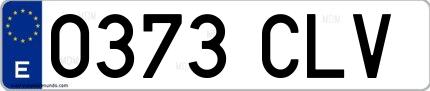 Ejemplo de matrícula española 0373 CLV