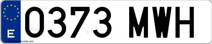 Ejemplo de matrícula española 0373 MWH