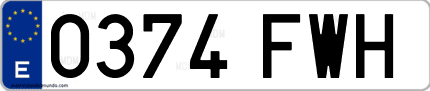 Ejemplo de matrícula de coche ordinaria 0374 FWH