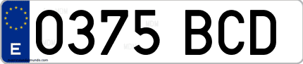Ejemplo de matrícula de coche ordinaria 0375 BCD