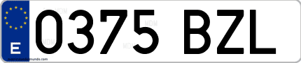 Ejemplo de matrícula de coche ordinaria 0375 BZL