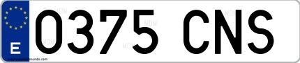 Ejemplo de matrícula española 0375 CNS