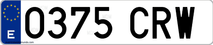 Ejemplo de matrícula de coche ordinaria 0375 CRW