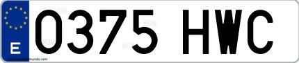 Ejemplo de matrícula española 0375 HWC