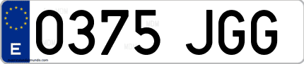 Ejemplo de matrícula de coche ordinaria 0375 JGG