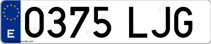 Ejemplo de matrícula española 0375 LJG