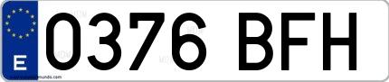 Ejemplo de matrícula española 0376 BFH